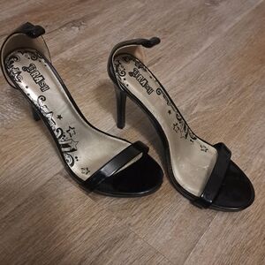 Brash Kailey Ankle /Front Strap Patent High-heel Sandals Black Heels Women 6.5